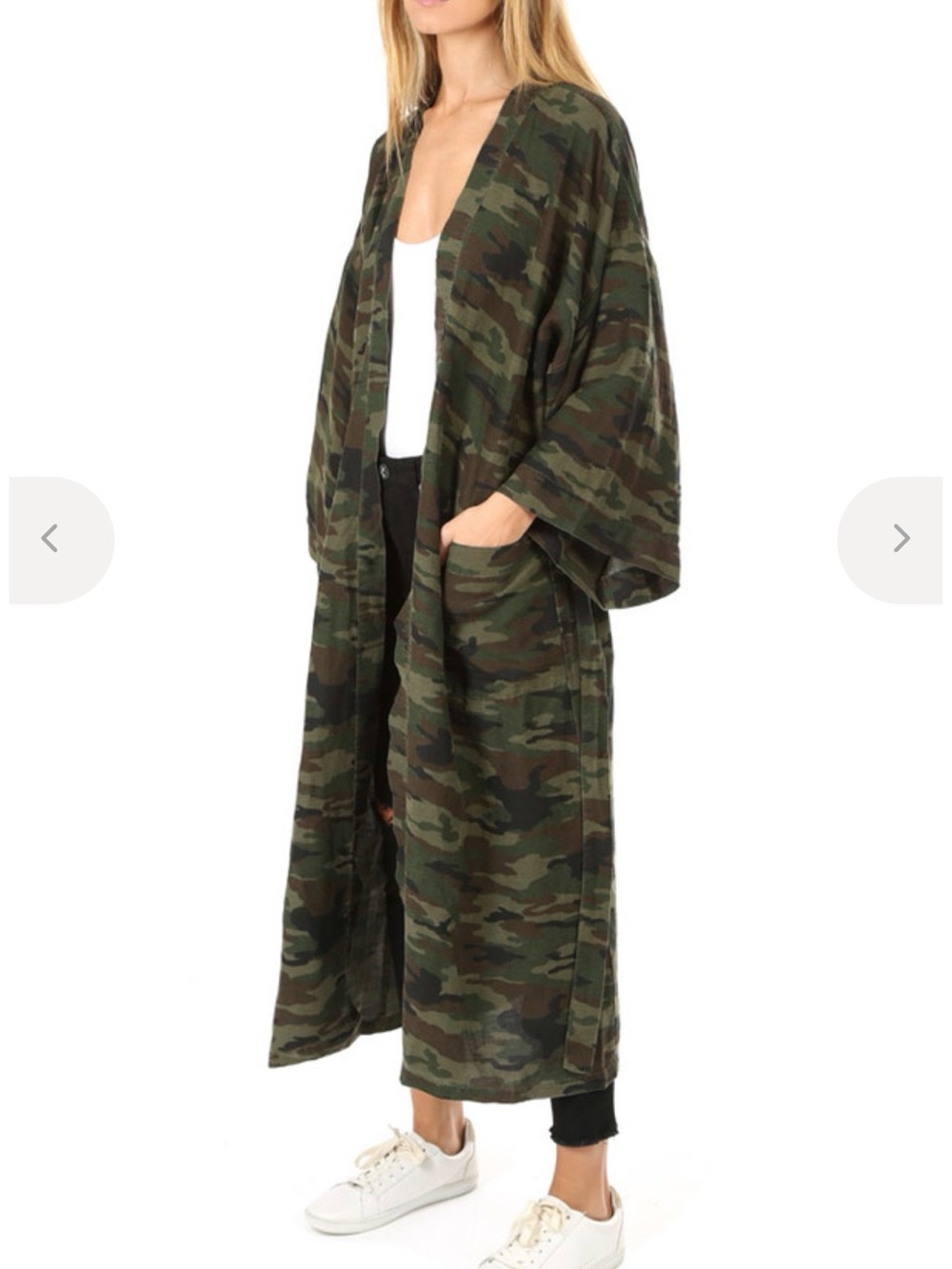 NSF Olive Green Camouflage Lightweight kimono / duster / swim cover up M